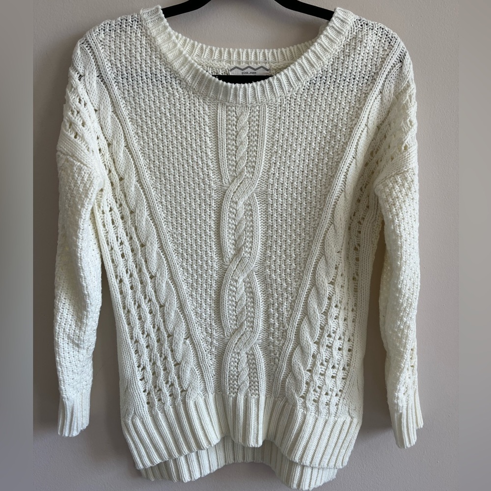White Cable Knit Sweater